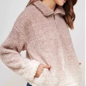 THREAD + SUPPLY | OMBRÉ SHERPA QUARTER ZIP | SIZE XSMALL